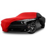 sportuli Indoor Car Cover Replace for 2008-2022 Dodge Challenger, Luxurious Stretch Satin Ultimate Custom-fit Dust-Proof, Underground Garage, Show (Challenger), Black, Red