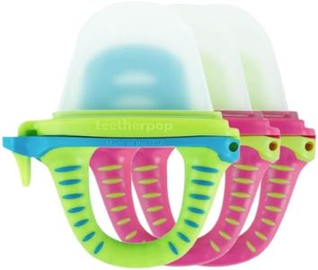 Teetherpop Fillable Silicone Teether for Babies (3-Pack) – Breastmilk Popsicle Molds for Teething w/Spill-Proof Sippy Slits – Freezable Baby Teethers for Liquids & Purées (PinkLemon/LimonTeal)