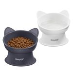 MateeyLife Raised Cat Bowls with Stand Tilted, 2Pcs 15° Elevated Food and Water Bowls Set Plastic for Kitten & Small Dogs, Whisker Friendly Cat Bowl, Anti Vomiting Pet Feeding Station