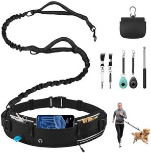 LOMOOWAY Hands Free Dog Leash with Waist Bag & Adjustable Waist Belt
