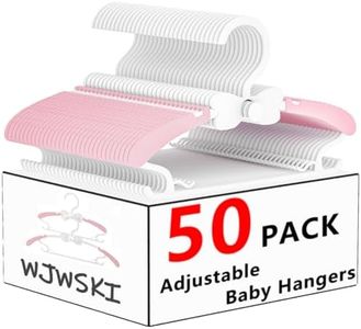 Baby Clothes Hangers, 11-14.5" Adjustable Kid Hangers for Newborn Closet, Plastic Small Infant Hanger for Toddler Pant, Child Coat Hanger for Boy Nursery Clothing, Girl Dresses, 50 Pack