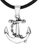 DonDon Mens Leather Necklace 19.7" 