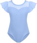 Zaclotre Girls Ruffle Sleeve Ballet Leotards Toddler Mesh Dance Leotard Sparkly Gymnastics Outfits