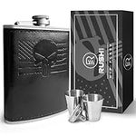 Rush1 8oz Leather Flask for Men – C