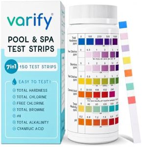 Varify 7 in 1 Pool Test Strips (150 Strips) - Easy to Use Water Testing Kit for Pool, Spa, Hot Tub & More - Tester Strip for Water Hardness, Chlorine, Bromine, pH, Alkalinity and Cyanuric Acid