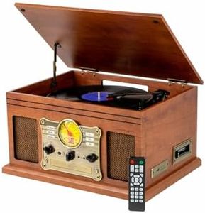 LENOXX Nostalgic Bluetooth Recording Turntable Music Centre - Vintage Style, USB/SD Card/CD/Radio/Vinyl Capabilities, Built-in Bluetooth - 46cm x 24.5cm x 33.5cm