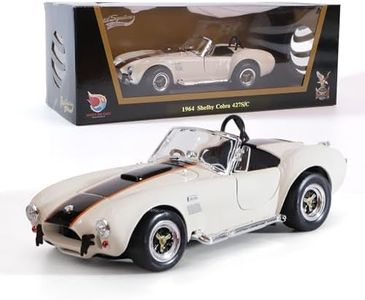 LUCKY DIE CAST 1964 Shelby Cobra 427S/C 1:18 Scale Diecast Model Premium Alloy Sports Cars with Display Case, Working Steering, Best Gift for Men, Dad & Kids 14+ Years Collector's Edition(White)