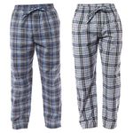 Toro Rocco Pack of 2 Mens Pyjama Bottoms Trousers Lounge Woven Pants Super Soft Sleepwear Nightwear Checked Design with Pockets, Blue Mix X Large