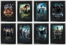 HWC Trading Harry Potter Full Collection with Daniel Radcliffe Emma Watson Rupert Grint Gifts Printed Poster Signed Autograph Picture for Movie Memorabilia Fans - A3 Framed