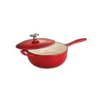 TRAMONTINA Enameled Cast Iron Covered Saucier, 3-Quart, Gradated Red