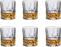 MEETOZ Crystal Whiskey Glass, Old Fashioned Whiskey Glasses, 11 Oz Unique Bar Whiskey Glasses for Scotch, Bourbon, Liquor and Cocktail Drinks - Set of 6