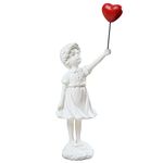 Girl with Balloon Statue,Modern Art Sculptures for Home Decor,Resin Figure Sculpture Crafts Ornament,Collectible Figurines Living Room Decoration （White）