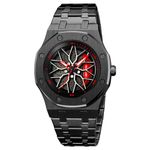 SKMEI Stainless Steel Men'S Digital Sports Watch Waterproof, Men'S Watch New Wheels Rolling Creative Fashion 2359 (Black Steel)