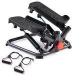 Sunny Health & Fitness Twist Stepper Machine, Mini Exercise Stepper for Home Use, Thigh Squat Cardio Workout Equipment, Stair Srepper with Resistance Bands Smart Bluethooth Free SunnyFit App Connect