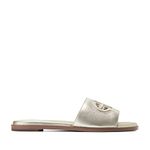 Cole Haan Womens Flynn Logo Slide Sandal, Gold Leather, 7-B US