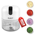 Qlect Electric Vegetable Chopper for Kitchen | Automatic Rechargeable Stainless Steel Blades Cutter | One Touch Operation for Micing Onion Garlic Vegetables Garlic Ginger Meat Dry Fruits (250ml White)