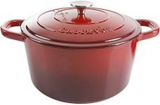 Crock Pot 69141.02 Artisan Round Cast Iron Dutch Oven with Non-Stick Surface, 5 Quart, Scarlet Red