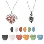 Fanmlife 2PCS Aromatherapy Essential Oil Diffuser Necklace Love Heart and Teardrop Pendants Necklace with Lava Stone for Women