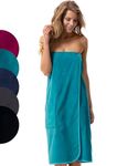 Morgenstern Bath Wrap Around Towel Women Teal with Elastic Back One Size