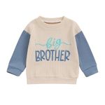 Baby Girl Big Sis Little Sister Sweatshirt Toddler Boy Brother Long Sleeve T Shirts Tops Lil BRO Tees Sibling Matching Outfit (Q-big BROTHER-Blue, 4-5 Years)