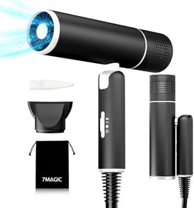 7MAGIC Foldable Hair Dryer, Powerful Ionic Blow Dryer for Fast Drying, Travel Hair Blow Dryer with Storage Bag, Lightweight Portable Hairdryer for Women, Cold/2 Heating/2 Speed Settings, Black