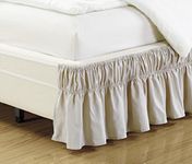 Fancy Collection Queen- King Easy Fit Bed Ruffle wrap Around Elastic Bed Skirt with 17" Drop New Easy Install Solid Beige New