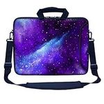 Meffort Inc 17 17.3 inch Neoprene Laptop Bag Sleeve with Extra Side Pocket, Soft Carrying Handle & Removable Shoulder Strap for 16" to 17.3" Size Notebook Computer - Galaxy Universe