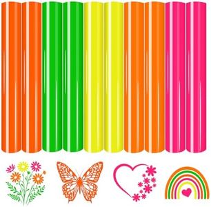Tintnut Neon PU HTV for T-Shirt 12x10 inch 10 Sheets 5 Assorted Color Iron on Vinyl Heat Transfer Vinyl Bundle Easy to Weed HTV Vinyl for DIY T-Shirts
