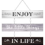 Hotop Enjoy The Little Things in Life Quote Wall Decor Rustic Metal Hanging Wall Plaque Farmhouse Wall Sign Metal Bathroom Wall Art Decoration for Kitchen Bathroom Living Room Outdoor(Popular Color)