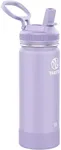Takeya Actives 18 oz Vacuum Insulated Stainless Steel Water Bottle with Straw Lid, Premium Quality, Lavender Fields