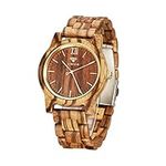 VICVS Wooden Watches for Men and Women, Natural Walnut/Olive Wood Japanese Quartz Chronograph, Adjustable Strap, Military Sports and Leisure (Zebra)