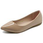 Ollio Women's Shoes Ballets Basic Pointed Toe Comforts Enamel Flat M1039 (9 B(M) US, Blush)