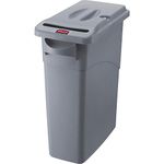 Rubbermaid Commercial Slim Jim Confidential Document Trash Can with Lid, 16 Gallon, Gray, FG9W2500LGRAY