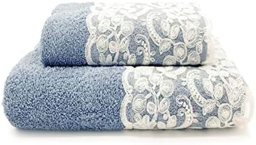 CREOLE Elsa Asciugamani da Bagno, Cotone, Avio, 1+1, 2 unità