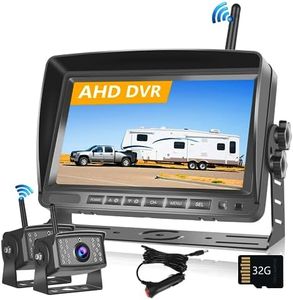 Hodozzy Digital Wireless Reversing Camera -7 Inch IPS Monitor AHD 2 Cameras Video Recording with SD Card, Front/Rear View Camera Waterproof Night Vision Wireless Reverse Camera 12V-36V for Car