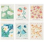 6 PCS Flower Market Poster Wall Art Prints, 8x10 Inch Floral Prints Aesthetic Room Bathroom Living Room Decor, Unframed(Style A)