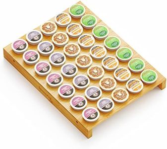 SpaceAid Bamboo K Cup Drawer Organizer Insert, Kitchen K Cups Coffee Pod Holder Tray Organizers for Kcup Coffee Station Drawer Storage Organization (35 Slots)