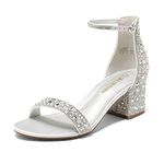 DREAM PAIRS Women's Silver Rhinestone Heel Pump Sandals SDHS2202W，Size 8 US/6 UK