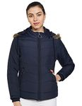 Qube By Fort Collins Nylon Women's Parka Standard Length Coat (39277Az_Navy_L)