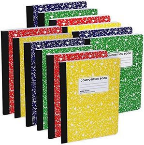 Quaderno a righe larghe, con composizione a righe larghe, carta per quaderni a righe larghe, 100 fogli (200 pagine), rilegatura cucita, copertina in marmo resistente, colori assortiti (12 pezzi)