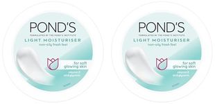 POND'S Light Face Moisturizer 200 ml, Daily Lightweight Non-Oily Cream with Vitamin E for Soft Glowing Skin, SPF 15 - With Vitamin C & Niacinamide (Pack of 2)