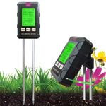 Cuteefun Soil Ph Tester, 6 In 1 Soil Testing Kit with Light/pH/Temperature/Moisture/Fertility/Humidity, Plant Watering Indicator, Soil Moisture Meter for Gardening, Farming, Indoor and Outdoor Plants