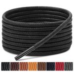 Handshop Waxed Boot Shoelaces, Cotton Round Shoe Laces for Dress Shoes, Black 39.4 inch (100 cm)