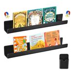 SAHENITEANA 2 Pack Magnetic Book Shelf for whiteboard Classroom, Acrylic Adhesive Floating Book Shelves and Holder for Bedroom, Wall and Fridge, Include 1 Pack Magnetic Pen Case (Black)