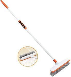 Floor Scrub Brush with Adjustable Long Handle,2 in 1 Scrape and Brush,55" Stiff Brush Tub and Tile Scrubber Brush for Cleaning Bathroom, Patio, Kitchen, Wall and Deck