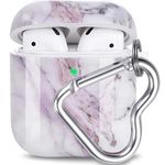 Airpods Case, OTOPO Cute Marble Airpods Accessories Protective Hard Case Cover Portable & Shockproof Women Girls Men with Keychain for Airpods 2/1 Charging Case (Lavender Purple)