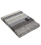 Alpaca Merino Wool Blanket Throw Warm and Soft Multicolor Striped Design Peru (Gray/Steel Blue/Light Green)