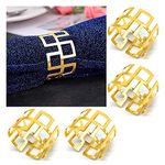 Napkin Ring, 12 Pcs Metal Napkin Buckle Holder for Wedding Party Dinner Table Decoration(Great Wall-Gold)