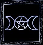 Altar Tarot Cloth: Triple Goddess with Pentagram Cloth Tentacle Pegan Triquetra Flannel Sun Moon Tablecloth Witchcraft Man Cave Room Bar Home Wall Decor (26 x 26 Inches)