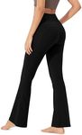 ODODOS Cloud Feeling Flared Pants with Pocket for Women High Waist Casual Bootcut Yoga Pants, 32" Inseam, Black, Medium